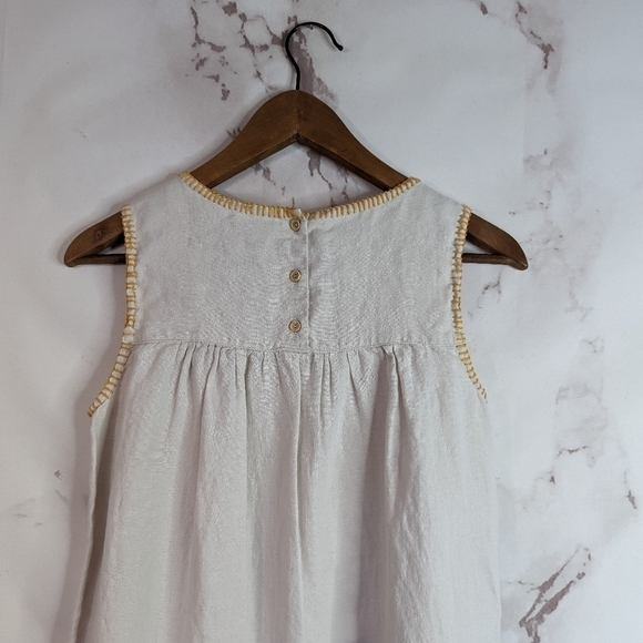 C&C California Linen Tank Dress Womens Size XS Tan Beige Embroider Boho Shift - Picture 8 of 11